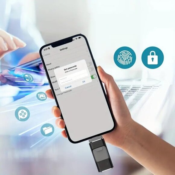 Acuvar 64GB USB 4-in-1 Flash Drive with Type C Adapter for Phone and iPad - Picture 5 of 9